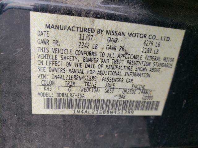 Photo 10 from auction – 2008 NISSAN ALTIMA 2.5 with VIN 1N4AL21E88N451389