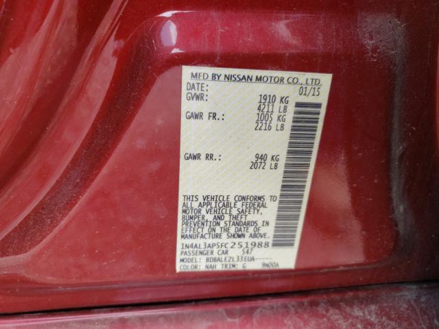 Photo 10 from auction – 2015 NISSAN ALTIMA 2.5 with VIN 1N4AL3AP5FC251988