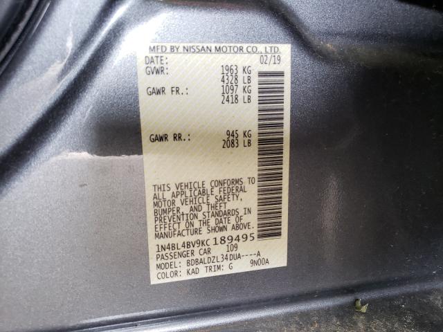 Photo 10 from auction – 2019 NISSAN ALTIMA S with VIN 1N4BL4BV9KC189495