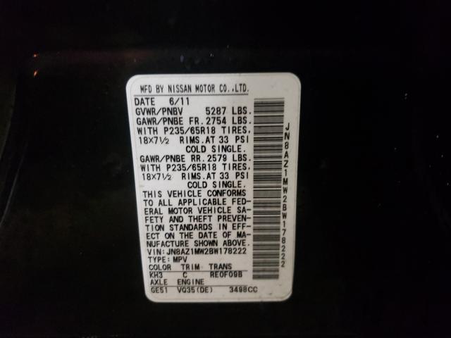 Photo 10 from auction – 2011 NISSAN MURANO S with VIN JN8AZ1MW2BW178222
