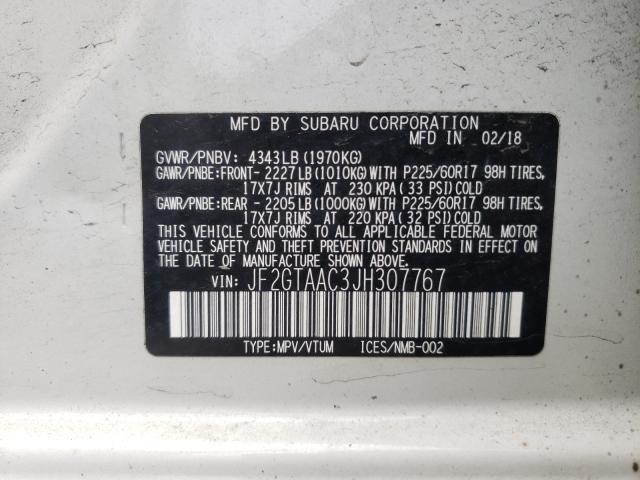 Photo 10 from auction – 2018 SUBARU CROSSTREK with VIN JF2GTAAC3JH307767
