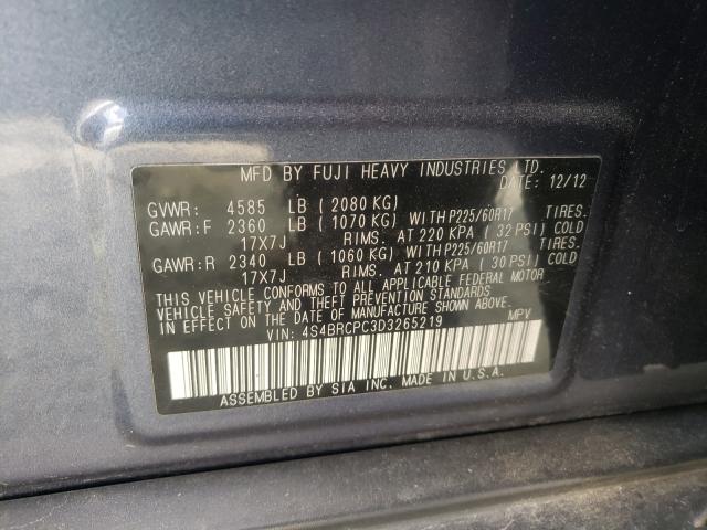 Photo 10 from auction – 2013 SUBARU OUTBACK 2. with VIN 4S4BRCPC3D3265219