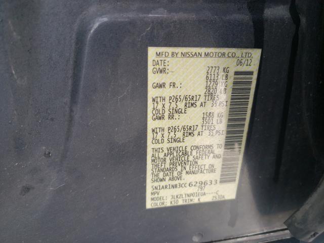 Photo 10 from auction – 2012 NISSAN PATHFINDER with VIN 5N1AR1NB3CC629633