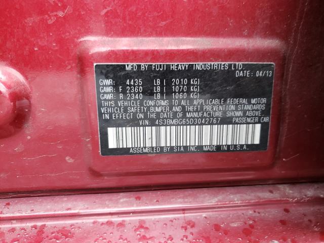 Photo 10 from auction – 2013 SUBARU LEGACY 2.5 with VIN 4S3BMBG65D3042767