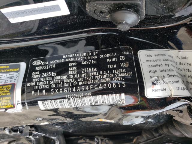 Photo 10 from auction – 2015 KIA OPTIMA SX with VIN 5XXGR4A64FG430815