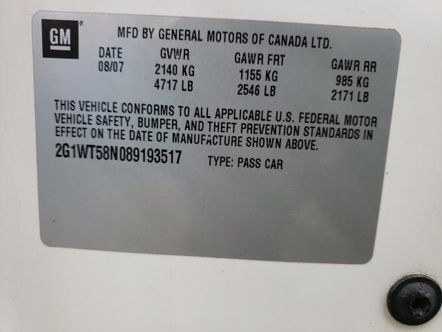 Photo 10 from auction – 2008 CHEVROLET IMPALA LT with VIN 2G1WT58N089193517