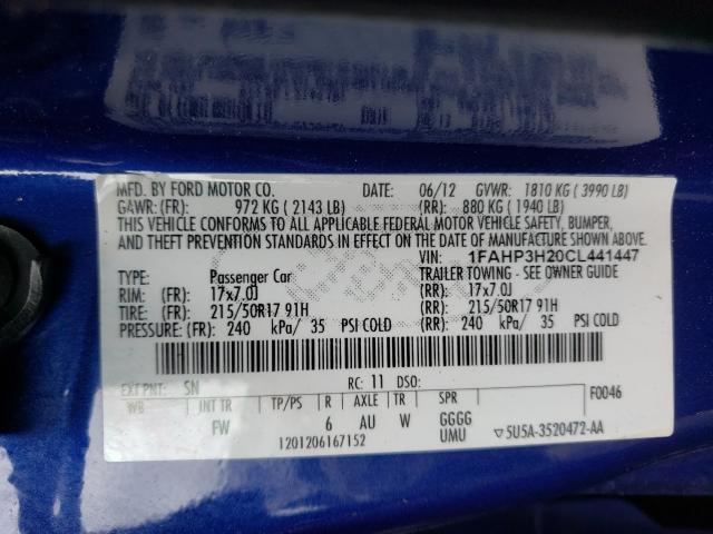 Photo 10 from auction – 2012 FORD FOCUS SEL with VIN 1FAHP3H20CL441447
