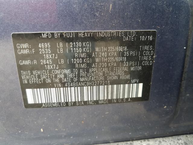 Photo 10 from auction – 2017 SUBARU OUTBACK 2. with VIN 4S4BSANC9H3277215