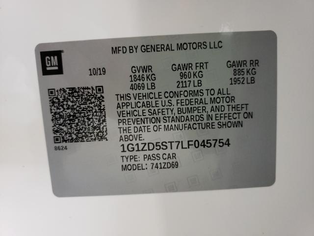 Photo 10 from auction – 2020 CHEVROLET MALIBU LT with VIN 1G1ZD5ST7LF045754