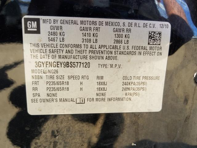Photo 10 from auction – 2011 CADILLAC SRX with VIN 3GYFNGEY9BS577120