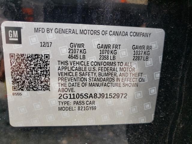Photo 10 from auction – 2018 CHEVROLET IMPALA LT with VIN 2G1105SA8J9152972