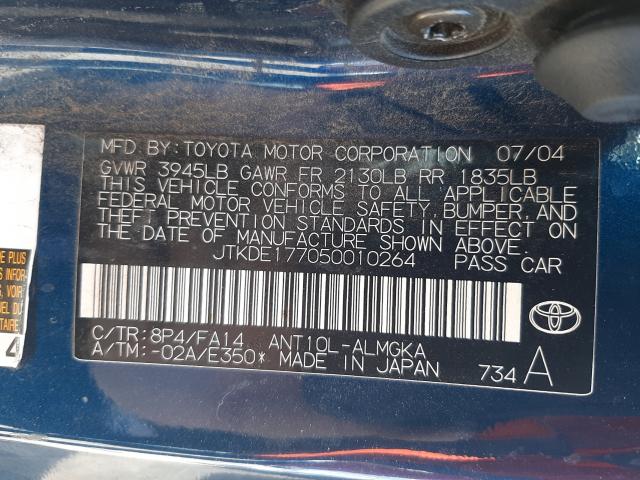 Photo 10 from auction – 2005 TOYOTA SCION TC with VIN JTKDE177050010264