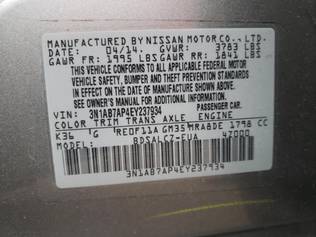 Photo 10 from auction – 2014 NISSAN SENTRA S with VIN 3N1AB7AP4EY237934