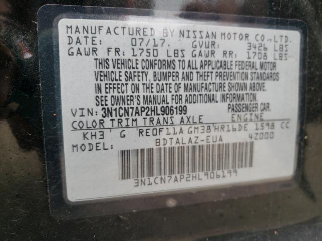 Photo 10 from auction – 2017 NISSAN VERSA S with VIN 3N1CN7AP2HL906199