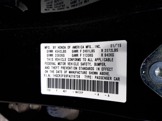 Photo 10 from auction – 2015 HONDA ACCORD EXL with VIN 1HGCR3F89FA016736