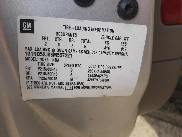 Photo 10 from auction – 2003 CHEVROLET MALIBU with VIN 1G1ND52J03M557221