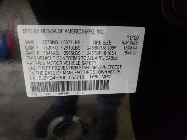 Photo 10 from auction – 2020 ACURA MDX with VIN 5J8YD4H30LL053718