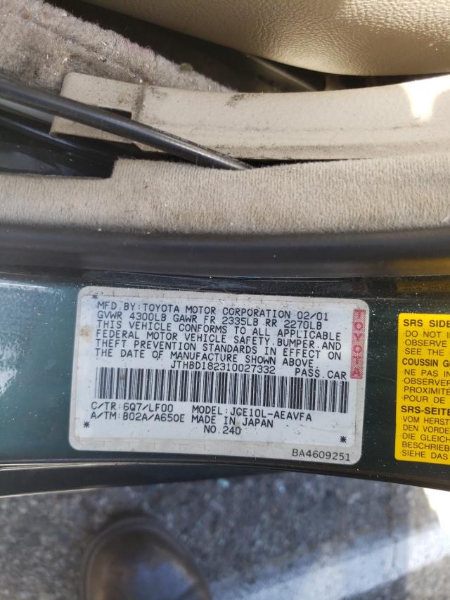 Photo 10 from auction – 2001 LEXUS IS 300 with VIN JTHBD182310027332