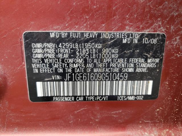 Photo 10 from auction – 2009 SUBARU IMPREZA 2. with VIN JF1GE61609G510459