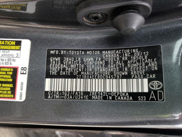 Photo 10 from auction – 2013 TOYOTA COROLLA BA with VIN 2T1BU4EE8DC945797