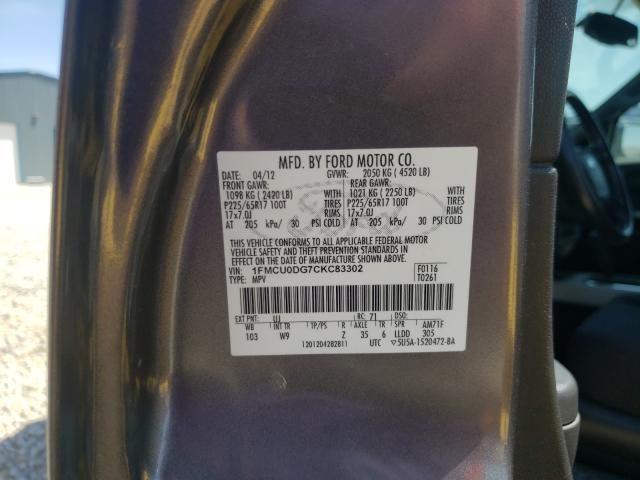 Photo 10 from auction – 2012 FORD ESCAPE XLT with VIN 1FMCU0DG7CKC83302