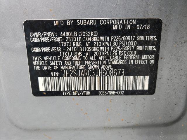 Photo 10 from auction – 2018 SUBARU FORESTER 2 with VIN JF2SJARC3JH608673