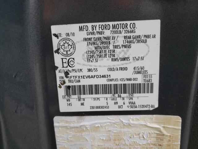 Photo 10 from auction – 2010 FORD F150 SUPER with VIN 1FTFX1EV6AFD34631