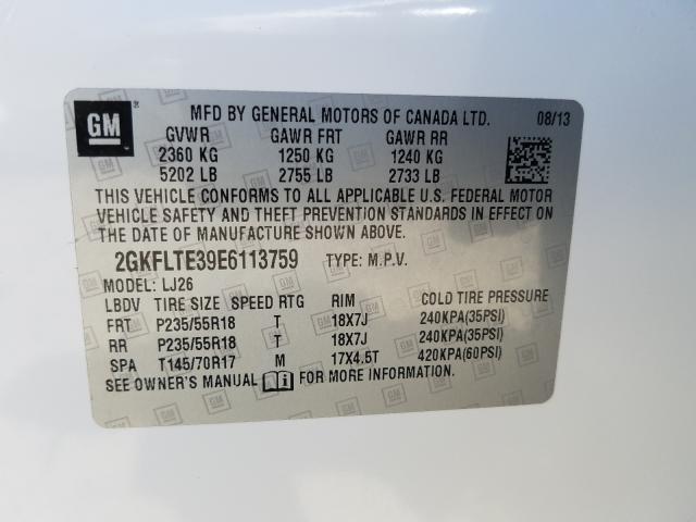 Photo 10 from auction – 2014 GMC TERRAIN SL with VIN 2GKFLTE39E6113759