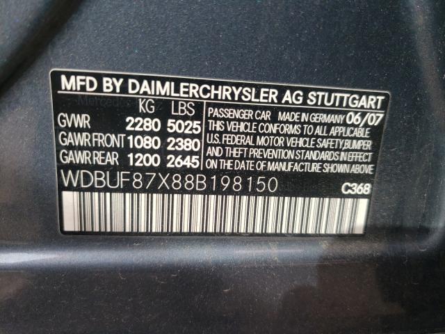 Photo 10 from auction – 2008 MERCEDES-BENZ E 350 4MAT with VIN WDBUF87X88B198150