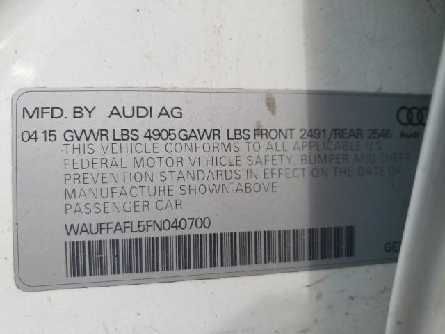 Photo 10 from auction – 2015 AUDI A4 PREMIUM with VIN WAUFFAFL5FN040700