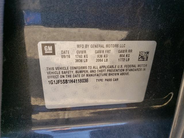 Photo 10 from auction – 2017 CHEVROLET SONIC PREM with VIN 1G1JF5SB1H4118036
