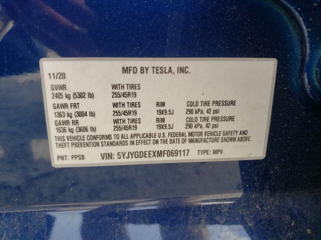 Photo 10 from auction – 2021 TESLA MODEL S with VIN 5YJYGDEEXMF069117