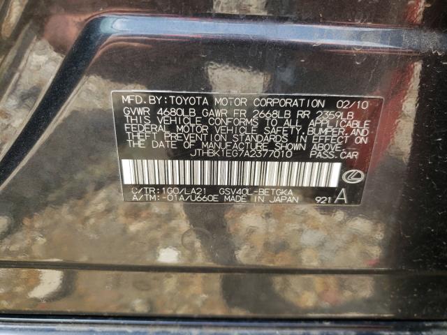 Photo 10 from auction – 2010 LEXUS ES 350 with VIN JTHBK1EG7A2377010