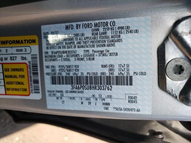 Photo 10 from auction – 2017 FORD FUSION TIT with VIN 3FA6P0SU8HR303762
