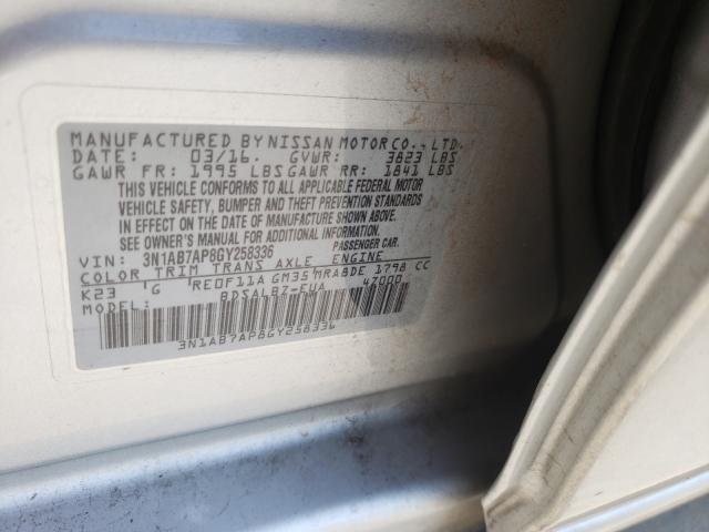 Photo 10 from auction – 2016 NISSAN SENTRA S with VIN 3N1AB7AP8GY258336