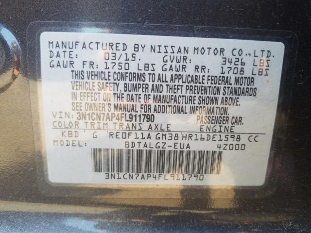 Photo 10 from auction – 2015 NISSAN VERSA S with VIN 3N1CN7AP4FL911790