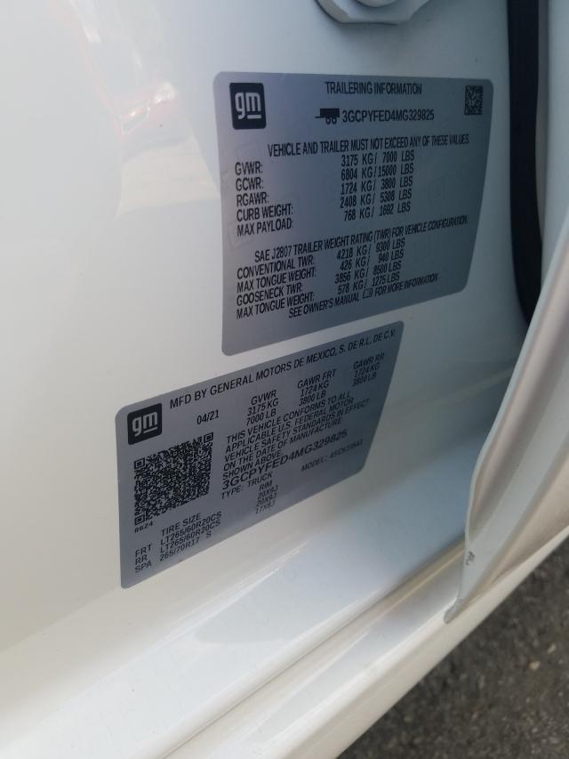 Photo 10 from auction – 2021 CHEVROLET SILVERADO with VIN 3GCPYFED4MG329825