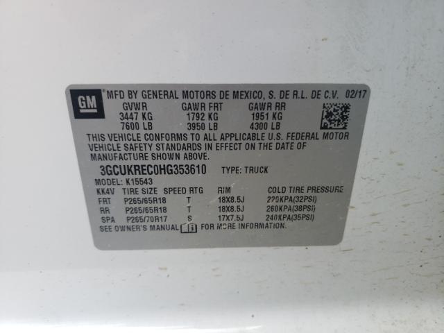 Photo 10 from auction – 2017 CHEVROLET SILVERADO with VIN 3GCUKREC0HG353610
