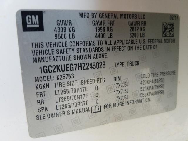 Photo 10 from auction – 2017 CHEVROLET SILVERADO with VIN 1GC2KUEG7HZ245028