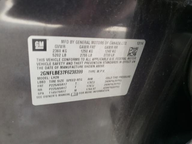 Photo 10 from auction – 2015 CHEVROLET EQUINOX LT with VIN 2GNFLBE37F6238399