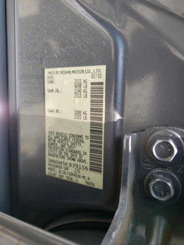 Photo 10 from auction – 2010 NISSAN MAXIMA S with VIN 1N4AA5AP5AC839156