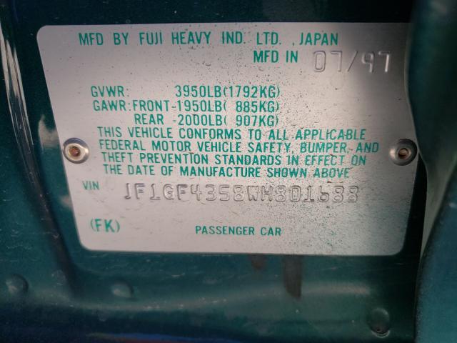 Photo 10 from auction – 1998 SUBARU IMPREZA L with VIN JF1GF4358WH801688