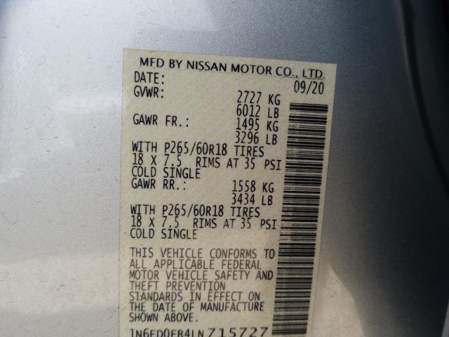 Photo 10 from auction – 2020 NISSAN FRONTIER S with VIN 1N6ED0EB4LN715727
