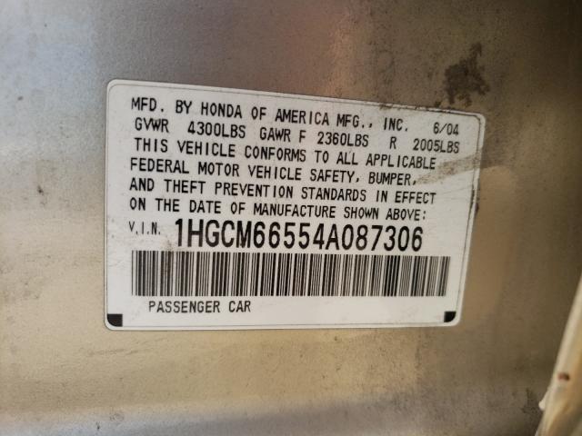 Photo 10 from auction – 2004 HONDA ACCORD EX with VIN 1HGCM66554A087306
