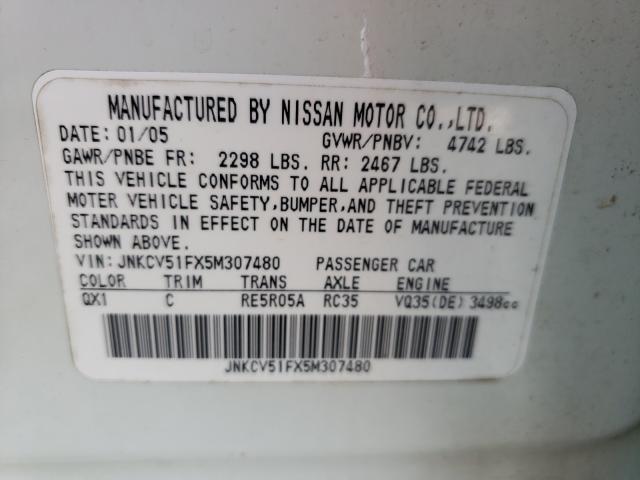 Photo 10 from auction – 2005 INFINITI G35 with VIN JNKCV51FX5M307480
