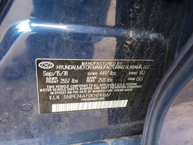 Photo 10 from auction – 2019 HYUNDAI SONATA SE with VIN 5NPE24AF0KH741667