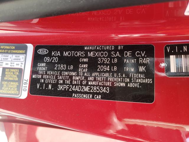 Photo 10 from auction – 2021 KIA FORTE FE with VIN 3KPF24AD2ME285343