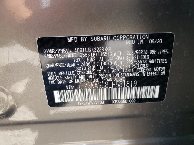 Photo 10 from auction – 2020 SUBARU FORESTER L with VIN JF2SKASC8LH581819