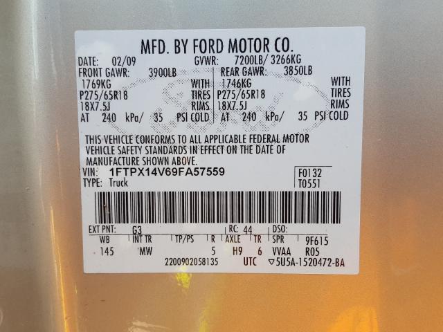 Photo 10 from auction – 2009 FORD F150 SUPER with VIN 1FTPX14V69FA57559