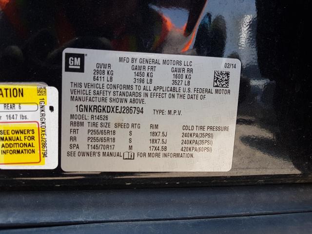 Photo 10 from auction – 2014 CHEVROLET TRAVERSE L with VIN 1GNKRGKDXEJ286794